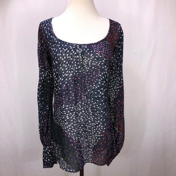 Anthropologie Leifsdottir Tie Back Tunic Blouse Light Long Sleeve Print Top - Picture 4 of 13